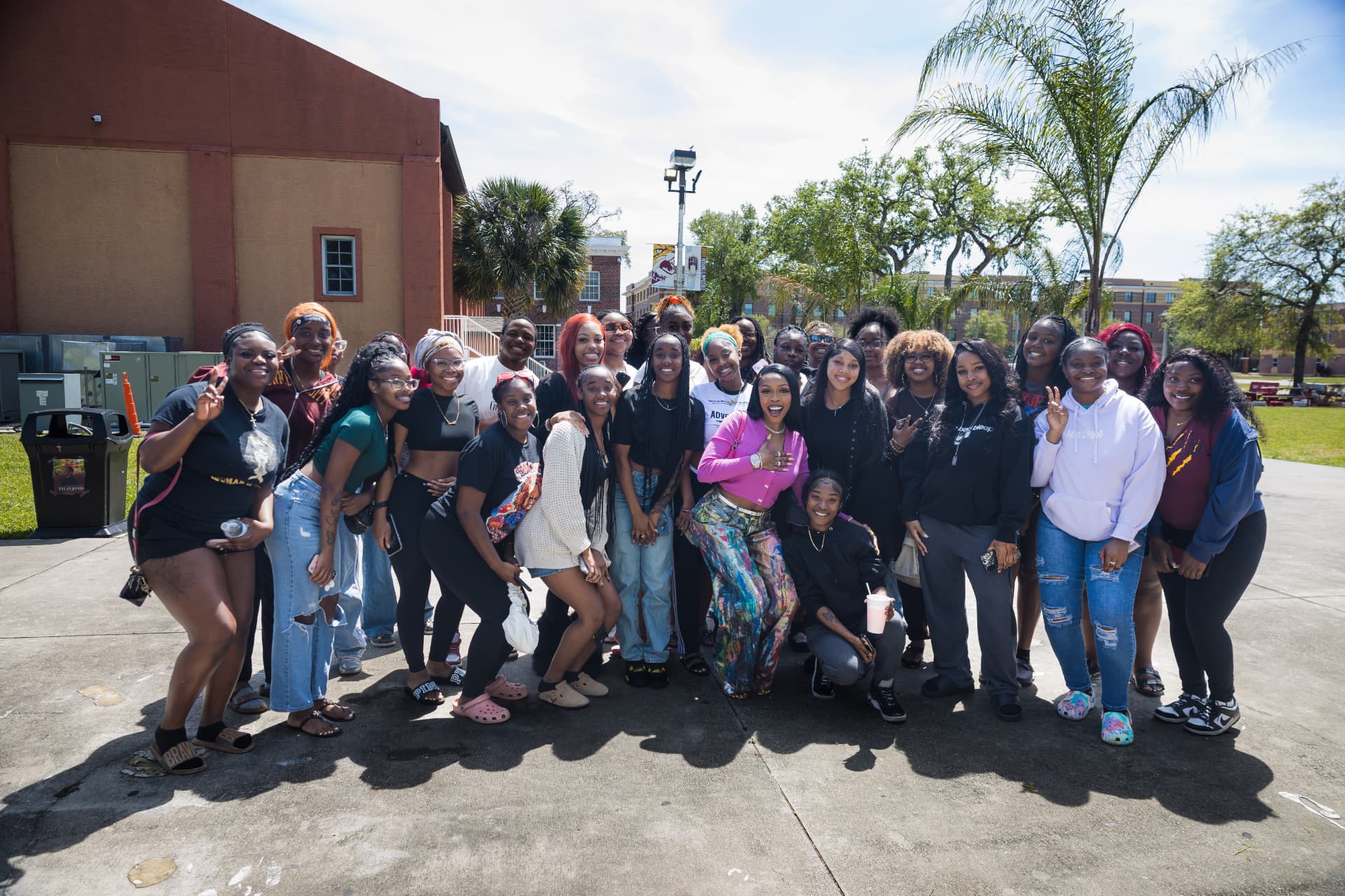 Students gathered during a campus turnout initiative